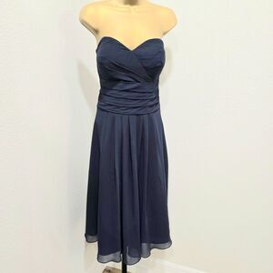 Vtg Fairy Goth Flowy Chic Formal Blue Strapless Bridesmaid Formal Dance Dress 16
